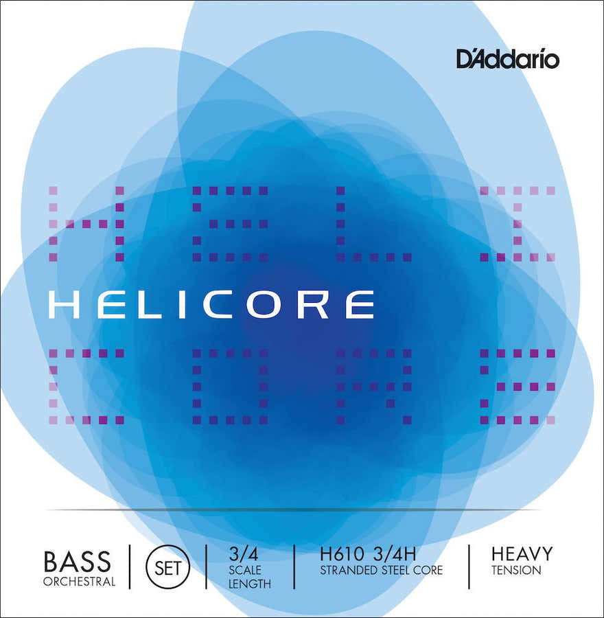 STRING SET FOR DOUBLE BASS ORCHESTRA HELICORE 3/4 FRET FRETBOARD HEAVY TENSION