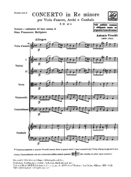 Vivaldi A. - Concerti In Re Min. RV 394 - Viole D'amour