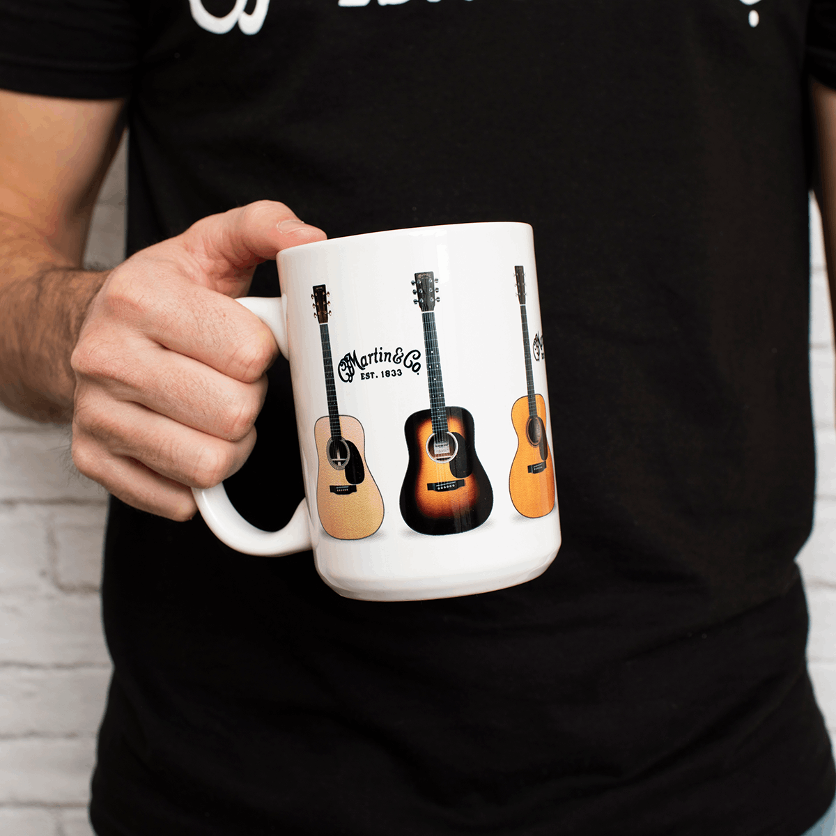 Mug Ceramic With Guitars White