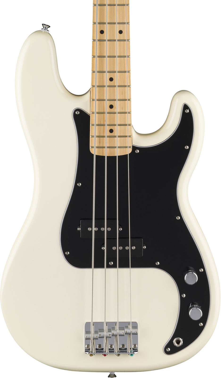 Standaard Precision Bass MN zwarte slagplaat Olympic White