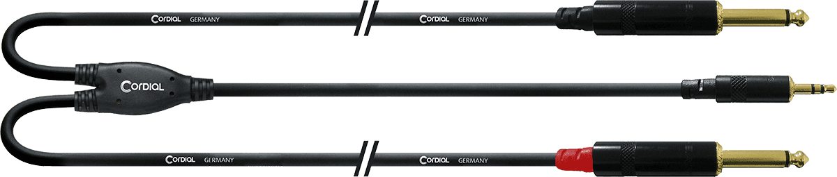 Câble Y Bretelle Minijack Stéréo/2 Jack Mono Longs 3 M