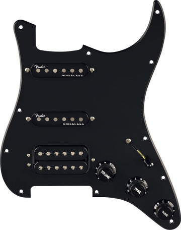 Voorbedrade Strat-slagplaat Quadra Tap/Ultra Noiseless HSS Zwart 11-gaats PG