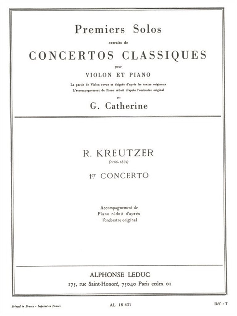 Kreutzer R. / Catherine G. - 1er Solo Du Concerto N°1 - Violon & Piano