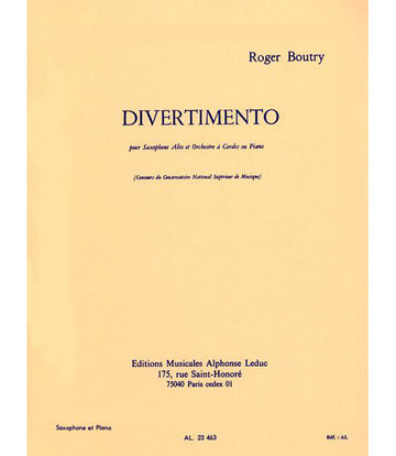 Boutry Roger - Divertimento - Saxophone & Piano
