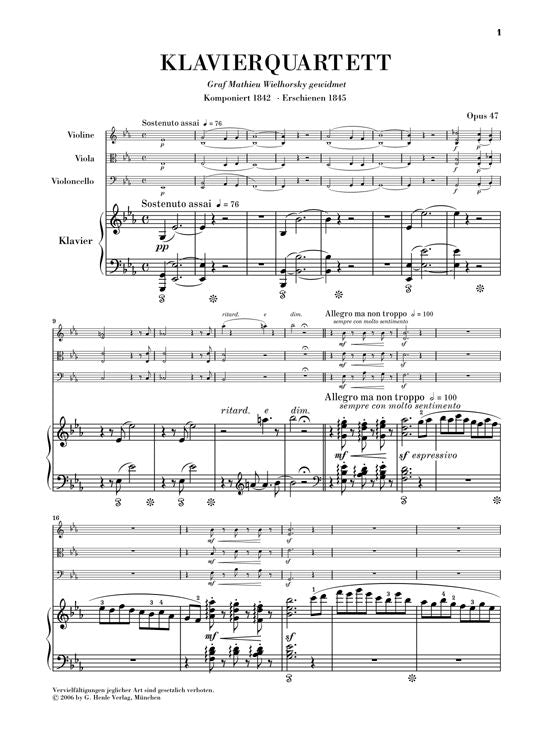 SCHUMANN R. - PIANO QUARTET IN EB MAJOR OP. 47