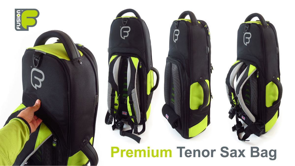 Premium Zwarte/Groene Tenorsaxofoonhoes