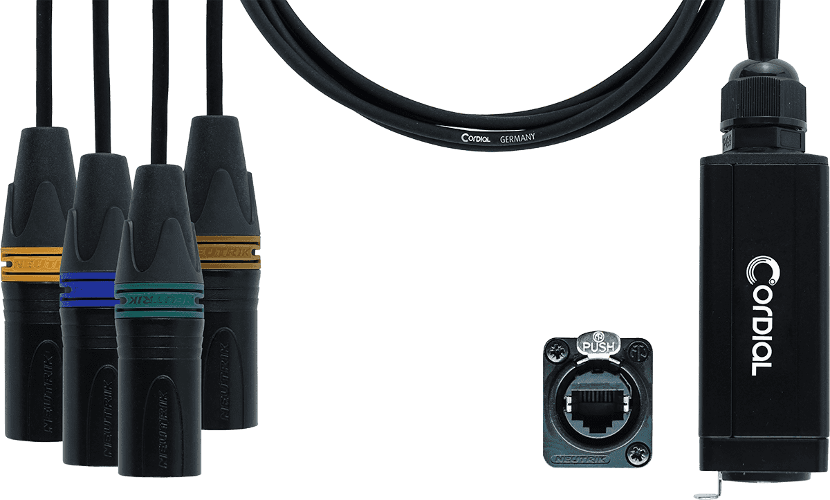 DMX-ADAPTER - RJ45 4 XLR MANNELIJK 5-PINS 70 CM