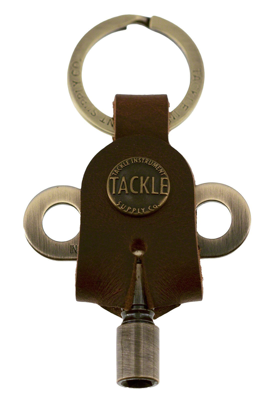 TIMEKEEPERS DRUM KEY & LEATHER CASE - ANTIQUE BRASS