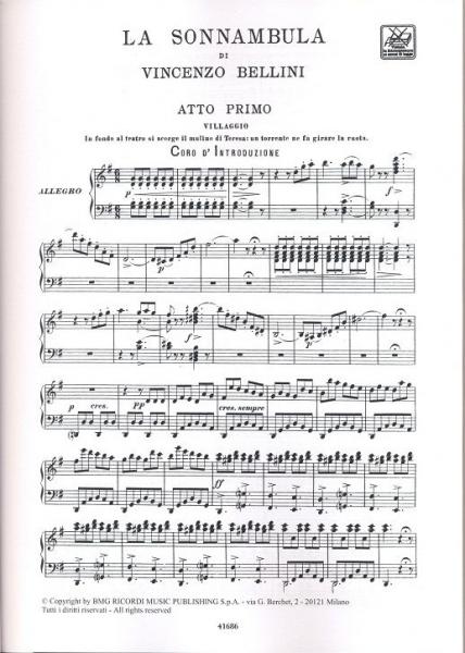 BELLINI V. - SONNAMBULA - CHANT ET PIANO