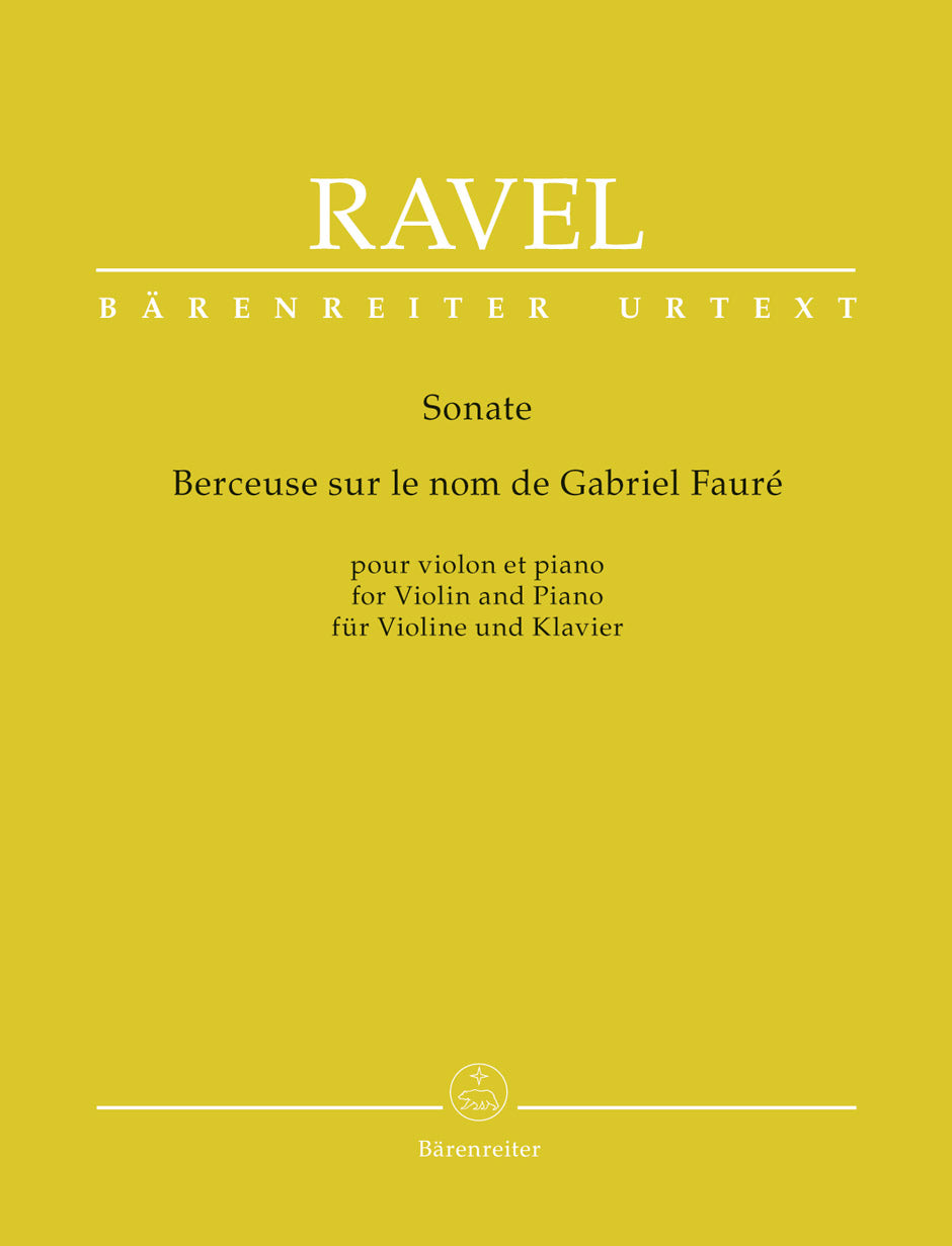 Ravel Maurice - Sonate / Berceuse Sur Le Nom De Gabriel Faure - Violon & Piano