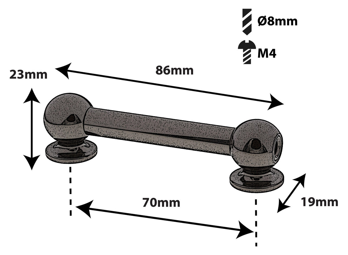 TL13D70-Bk Coquille Tube 70mm Noir Double Tirant X1