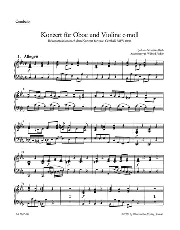 Bach J.S. - Concerto En Do Mineur Pour Hautbois BWV 1060 - Continuo