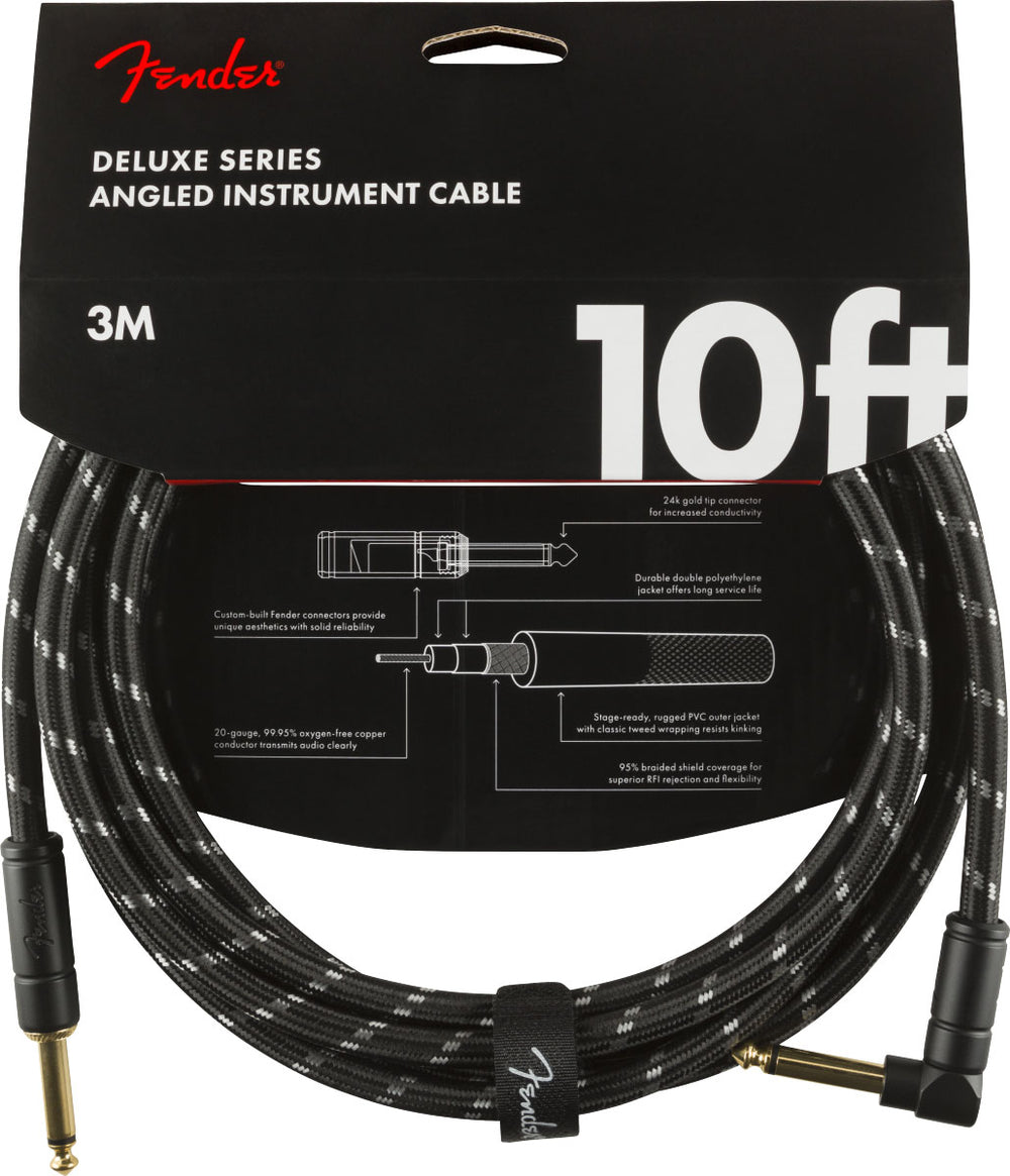 Fender 3m Deluxe Instrument Cable Black Tweed