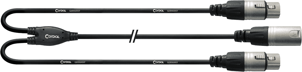 Câble Y Bretelle XRL Mâle / 2 XLR Femelles 30 CM