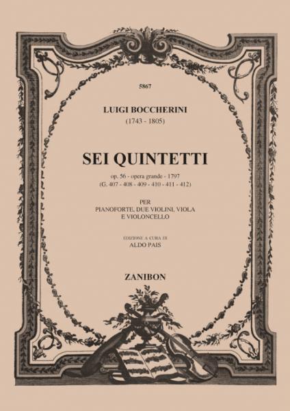 BOCCHERINI L. - SEI QUINTETTI - 2 VIOLONS ALTO VIOLONCELLE ET PIANO