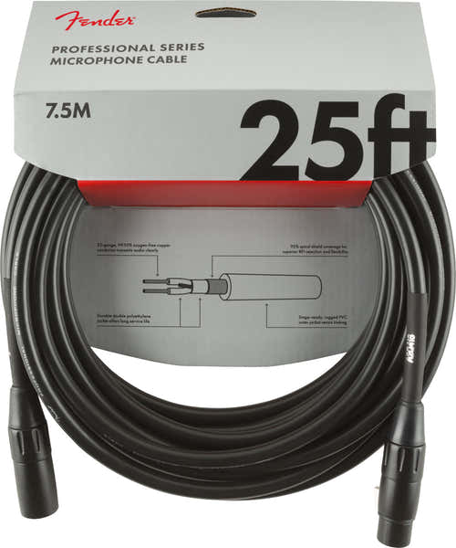 Fender 7,5m Professional Microphone Cable Black