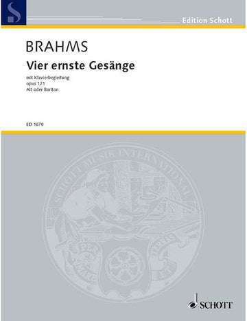 Brahms - Vier Ernste Gesänge Op. 121 - Voice (alto Ou Baritone) (ouiginal) et Piano