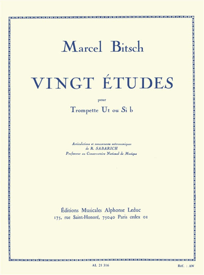 Bitsch Marcel - 20 Etudes - Trompette