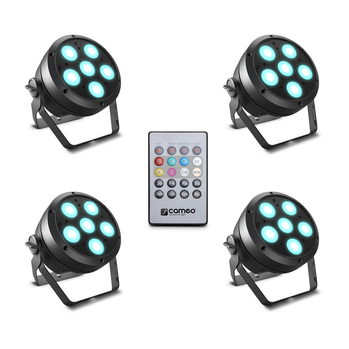Cameo ROOT PAR 6 SET 1 - SET BESTAANDE UIT 4 X CLROOTPAR6 MET INFRAROOD AFSTANDSBEDIENING
