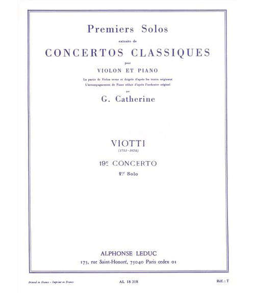 VIOTTI G.B. - SOLO N°1 DU CONCERTO N°19 - VIOOL & PIANO
