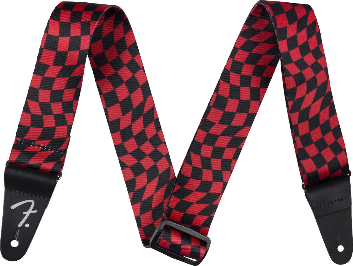 Wavy Checkerboard Polyester Strap Red