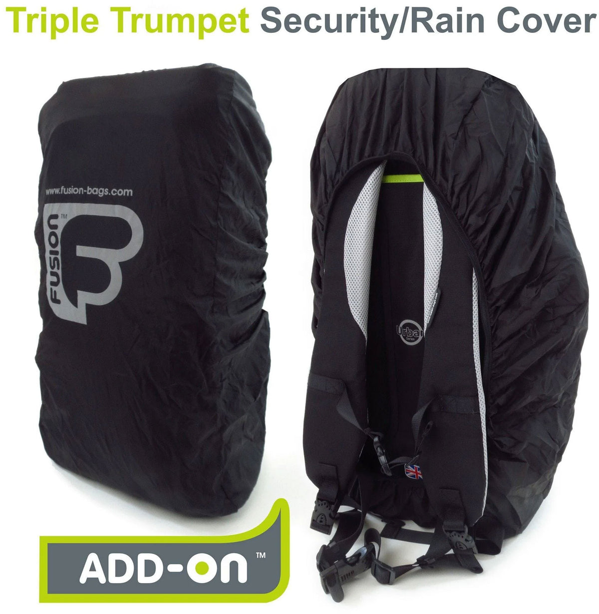Housse Anti Pluie Urban Noire Triple Trompettes