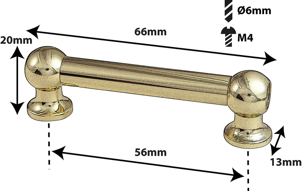 TL12D56-BR Tube Lug 56mm Goudkleurige Dubbelzijdig (X1)