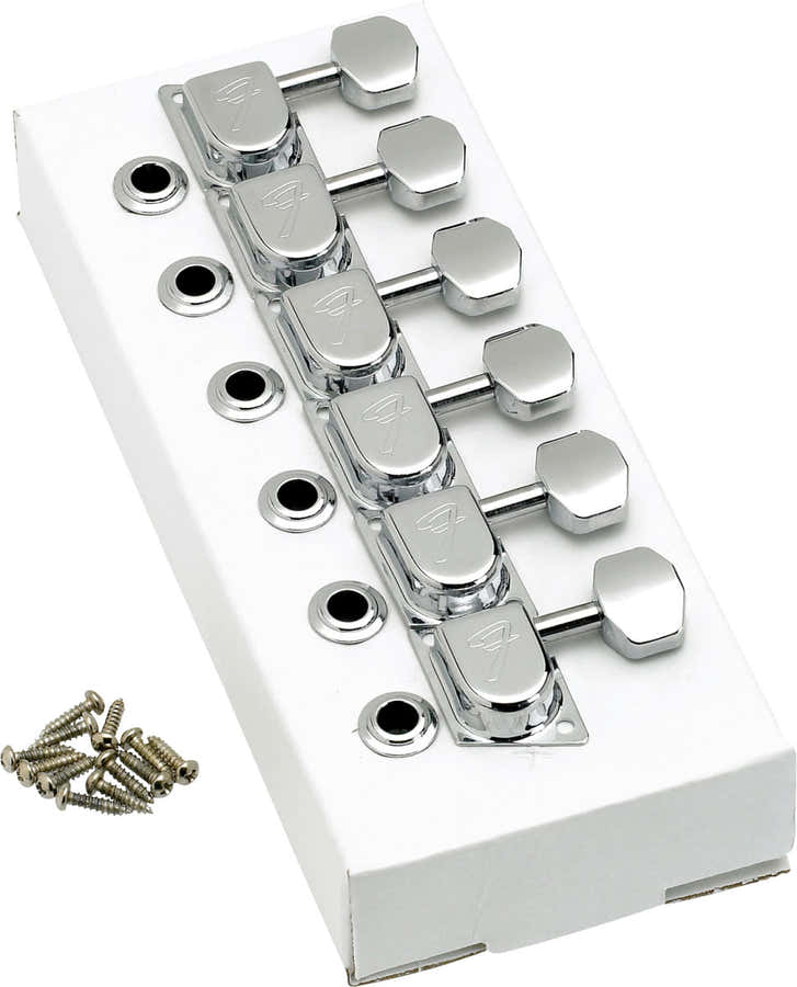 70S "F" Style Strat/Tele Tuning Machines Chrome (6)