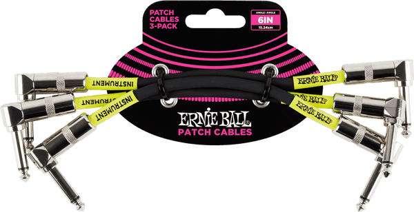Instrument-patchkabels Pak van 3 - Haaks - 15CM Zwart
