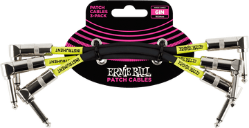 Instrument-patchkabels Pak van 3 - Haaks - 15CM Zwart