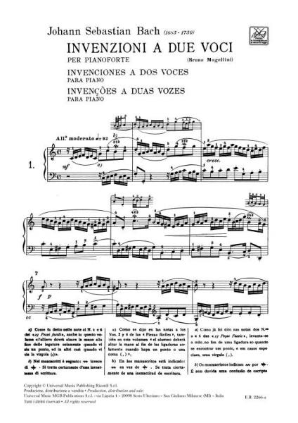 BACH J.S. - INVENZIONI A 2 VOCI ANNOTATA - PIANO