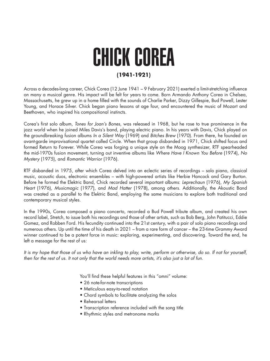 Chick Corea - Omnibook - Pianotranscripties
