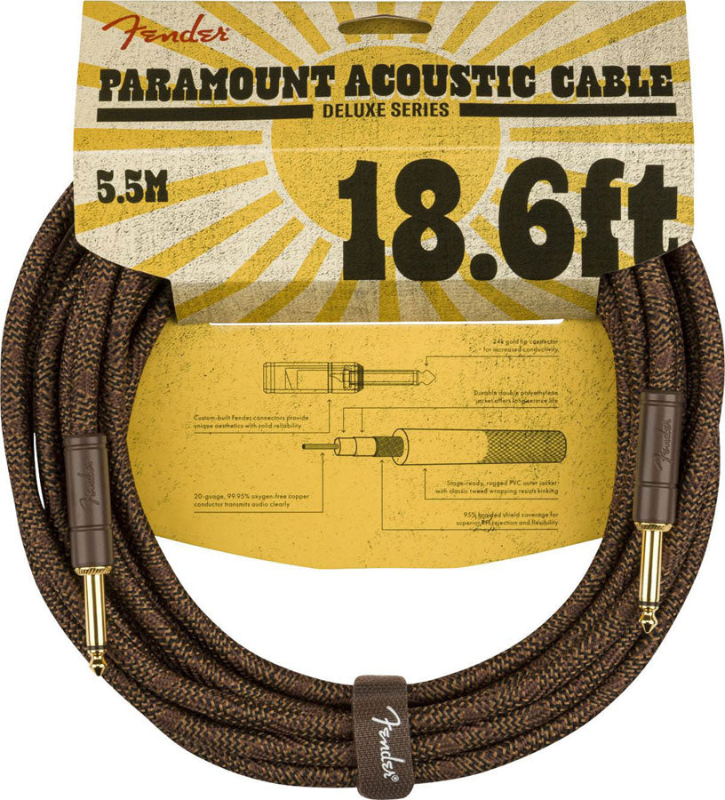 5,5m Paramount Acoustic Instrument Cable Brown