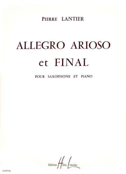 Lier - Allegro,Arioso & Final Sa/Po - Saxophone Et Piano
