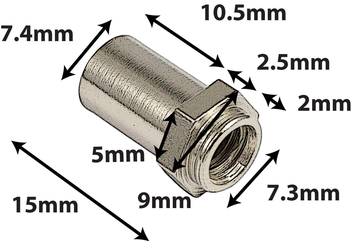 SN-HE-15S Cheminée 15mm Tête Hexagonale Acier (X10)