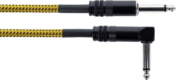 Cable Guitare Jack Droit /Coudé 3 M Tweed Jaune