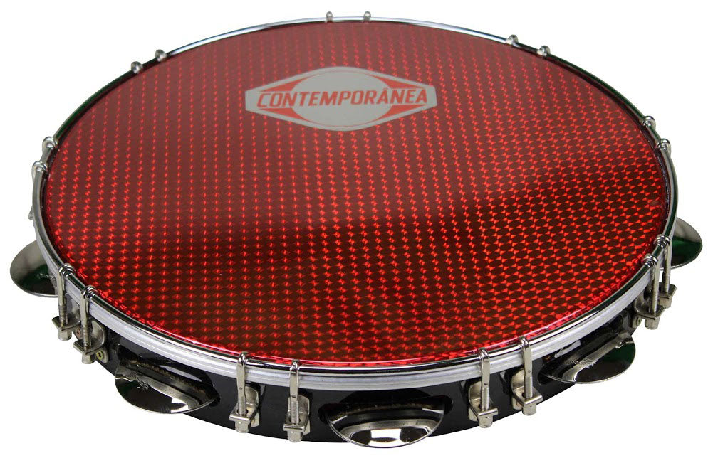 C-PF12-01BR - Pandeiro 12" Noir - Peau Rouge - STOCK B
