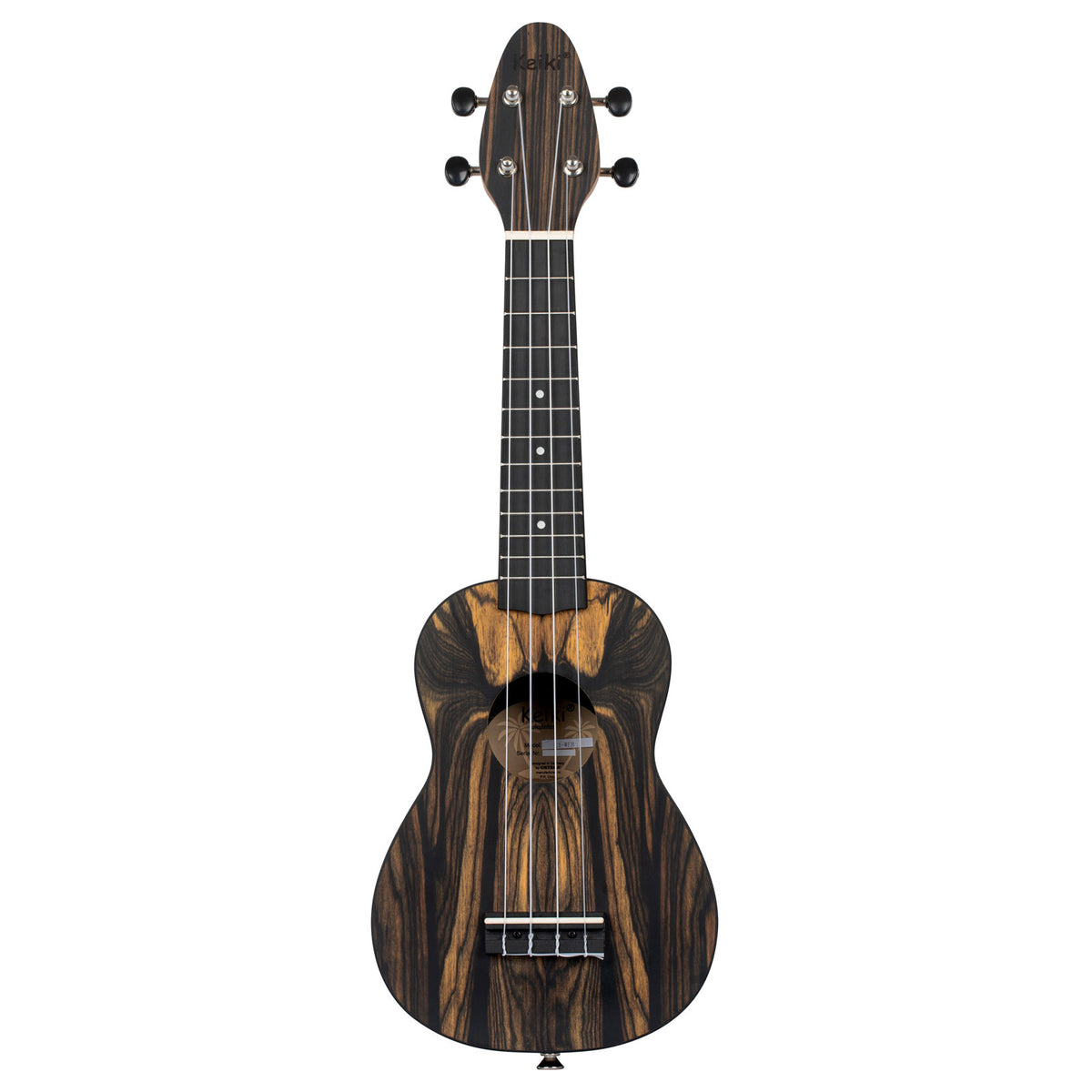 Keiki-sopraanukelele van ebbenhout