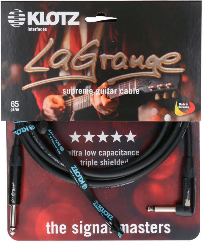 LA-grange Câble Instr. Noir 9M Jack Mono - Jack Mono Coudé