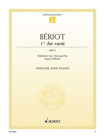 Beriot C.a. De - Air Varie D Minor Op.1 - Violin And Piano