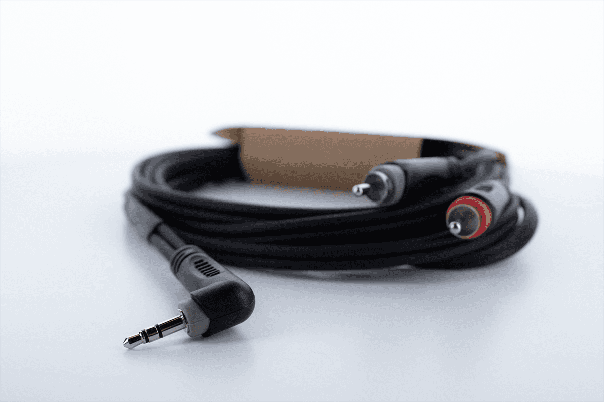 Y-kabel Haakse Stereo-mini-jack / 2 RCA 1 M