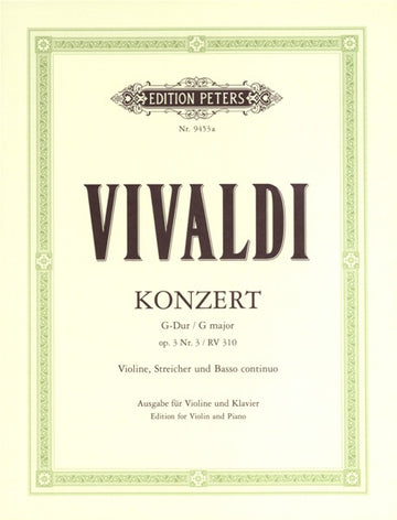 Vivaldi Onio - Concerto In G Op.3 No.3, Rv 310 - Violin And Piano