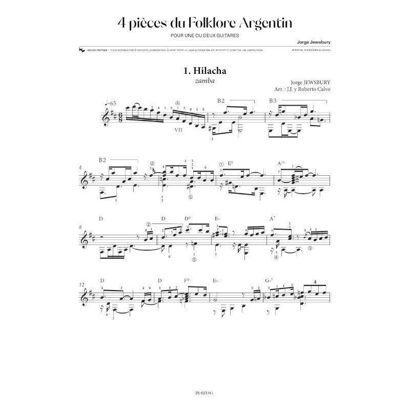 JEWSBURY J. - PIECES DU FOLKLORE ARGENTIN