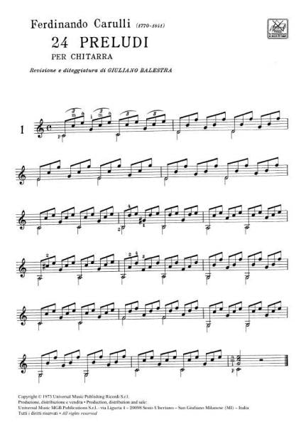 CARULLI F. - 24 PRELUDI PER CHITARRA DALL'OP 114 - GUITARE