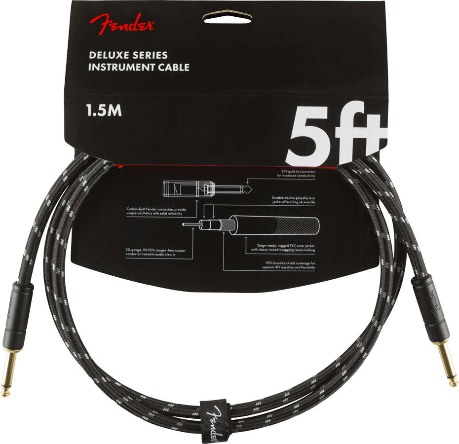 1,5m Deluxe Instruments Cable Black Tweed