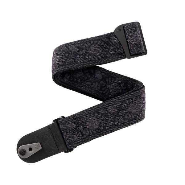 Pad Lock Geweven gitaarband Monterey Black Tubular