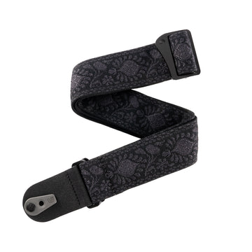 Pad Lock Geweven gitaarband Monterey Black Tubular