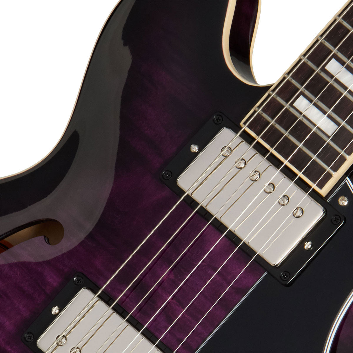 ES-339 Gevlamd Dark Purple Burst Modern