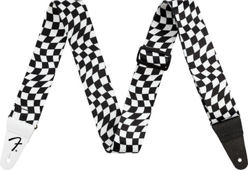 Wavy Checkerboard Polyester Strap Black/White