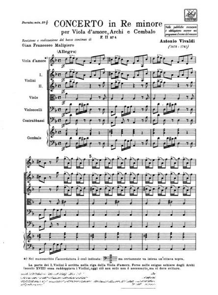 Vivaldi A. - Concerto In Re Min. RV 393 F.ii/4 - Viole D'amour
